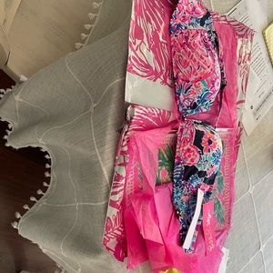 New Lilly Pulitzer sS10 bathing suit top high tide navy in turtle amazement